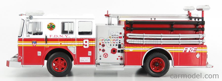 EDICOLA WORLDFIRECENT002 Masstab: 1/43  SEAGRAVE PUMPER TRUCK FIRE DEPARTMENT NEW YORK USA 2003 RED WHITE