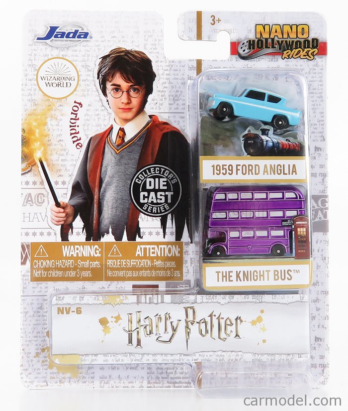 Jada Toys Harry Potter - Set Di 2 Auto Da Collezione Die-Cast: Ford Anglia 1959 E Knight Bus - Macchinine In Miniatura 4 Cm Con Ruota Libera