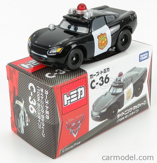 TOMICA C36 Scale 1/64  WALT DISNEY PIXAR CARS - LIGHTNING MCQUEEN POLICE BLACK WHITE