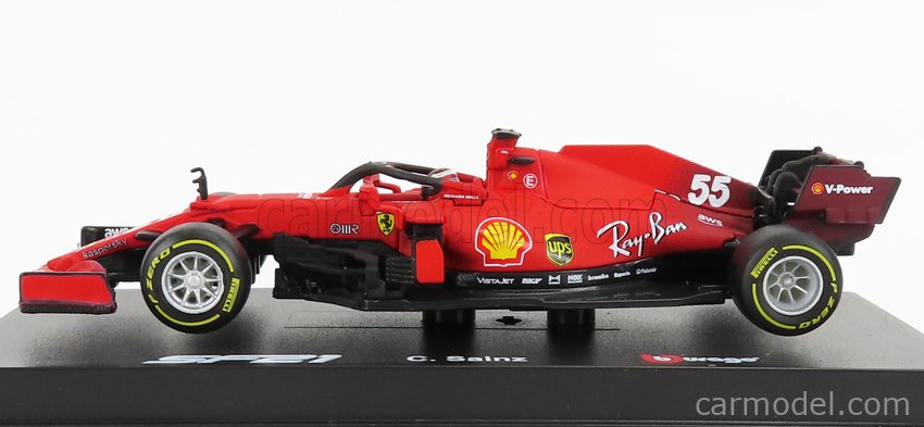 1:43 BURAGO Ferrari F1 Sf21 #55 2021 Sainz Jr +Pilot And Showcase BU36828SA-BOX 
