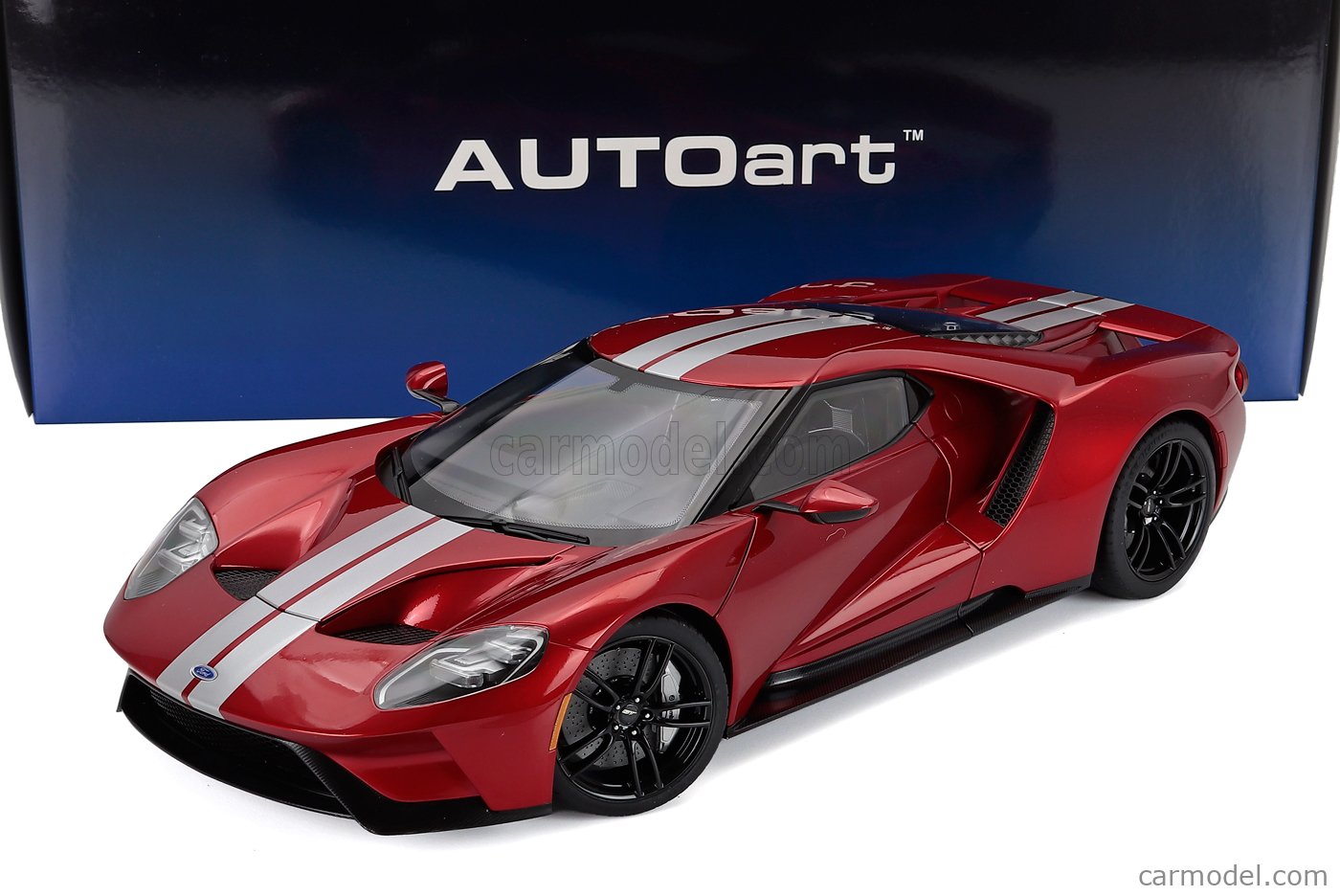 AUTOART 12106 Scale 1/12 | FORD USA GT 2017 LIQUID RED SILVER STRIPES