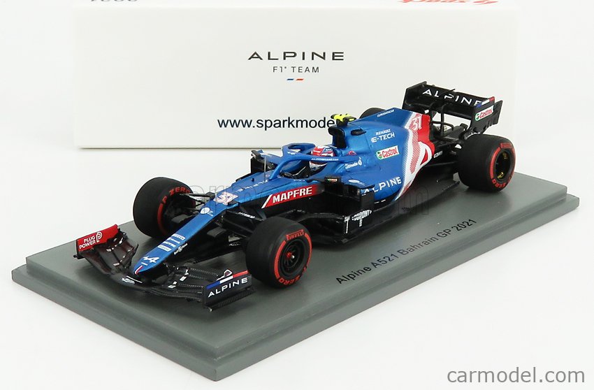 Spark Model S7665 Scale 1 43 Renault F1 A521 Renault E Tech b Team Alpine N 31 Bahrain Gp 21 Esteban Ocon Blue Met Red White