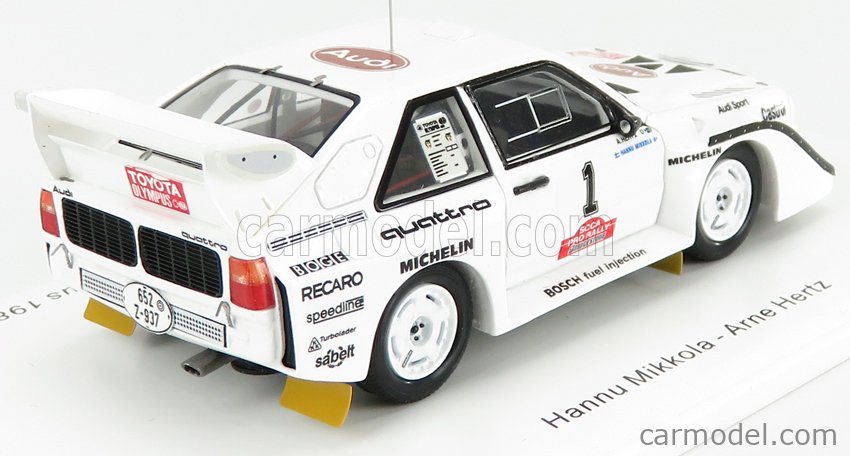 SPARK MODEL S7896 AUDI SPORT QUATTRO S1 E2 N.1 WINNER RALLY OLYMPUS 1985 H. MIKKOLA-A.HERTZ Modellino