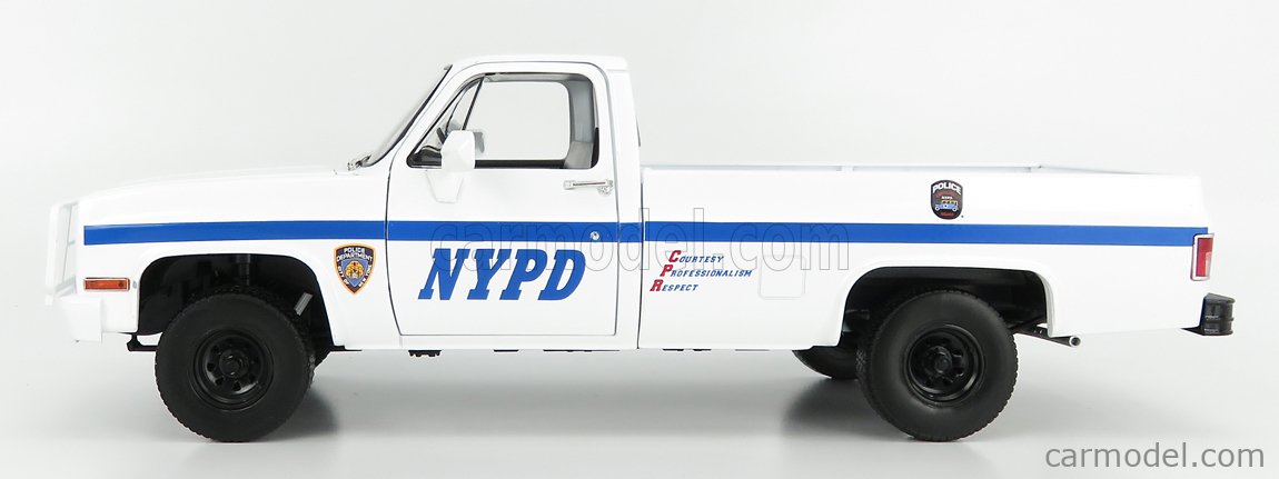 GREENLIGHT 13561 Scale 1/18  CHEVROLET M1008 CUCV PICK-UP NYPD NEW YORK POLICE DEPARTMENT 1984 WHITE