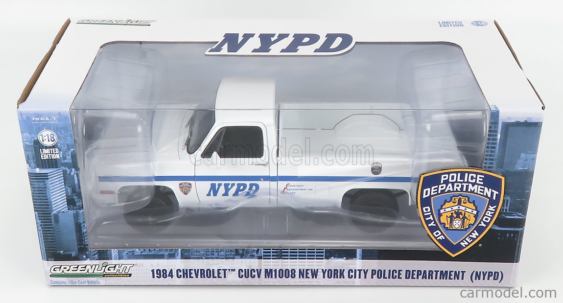 Greenlight 13561 1984 CHEVROLET cucv M1008 NEW YORK POLICE DEPARTMENT POLICE PICK UP TRUCK 1/18 
