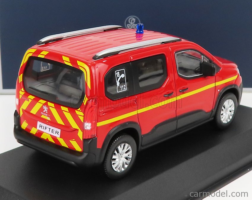NOREV 479069 Echelle 1/43  PEUGEOT RIFTER POMPIERS 2019 RED YELLOW