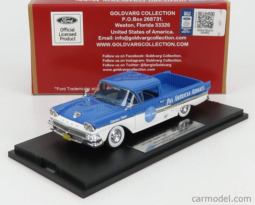 Miniature Goldvarg 1/43 – Ford Ranchero 1958 – GC-70A – Torch Red/White – Résine