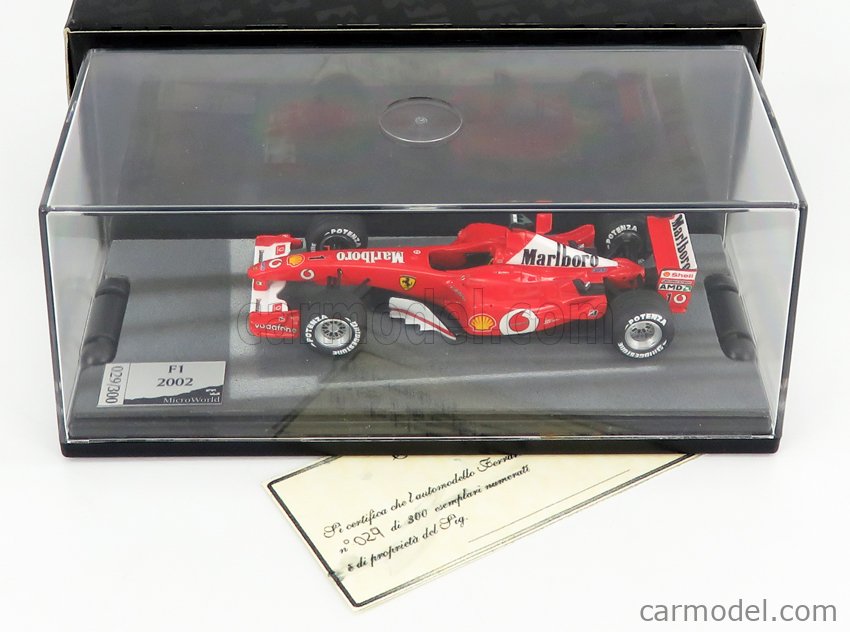 MICROWORLD MWF06 Scale 1/43 | FERRARI F1 F2002 N 1 MICHAEL SCHUMACHER  SEASON 2002 WORLD CHAMPION RED WHITE