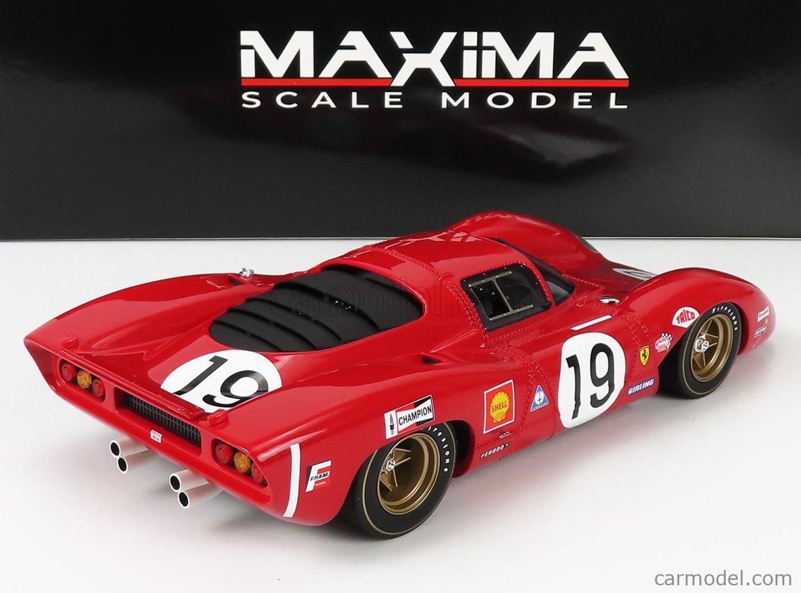 MAXIMA MAX002021 Scale 1/18  FERRARI 312P COUPE N 19 24h LE MANS 1969 CHRIS AMON – PETER SCHETTY RED