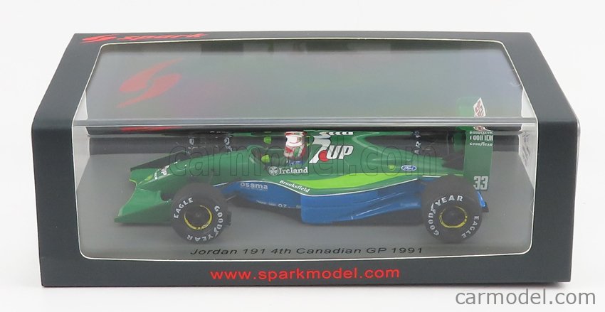 SPARK-MODEL S8078 Echelle 1/43  JORDAN F1  191 N 33 CANADIAN GP 1991 A.DE CESARIS GREEN BLUE