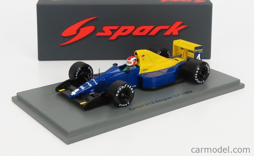 Miniature Spark 1/43 - Tyrrell 018 N°4 GP Belgique 1989 - Johnny Herbert - Prése