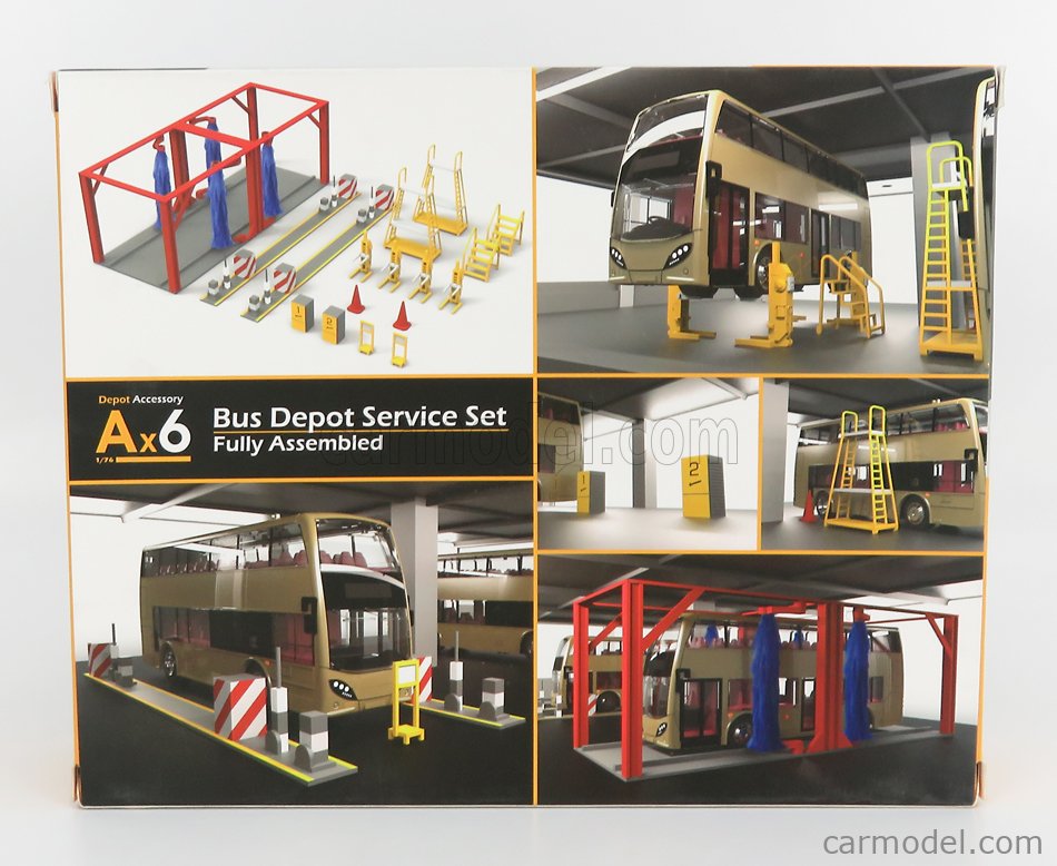 TINY TOYS ATA76003 Echelle 1/64  ACCESSORIES DIORAMA AX6 CMB BUS DEPOT SERVICE RED YELLOW