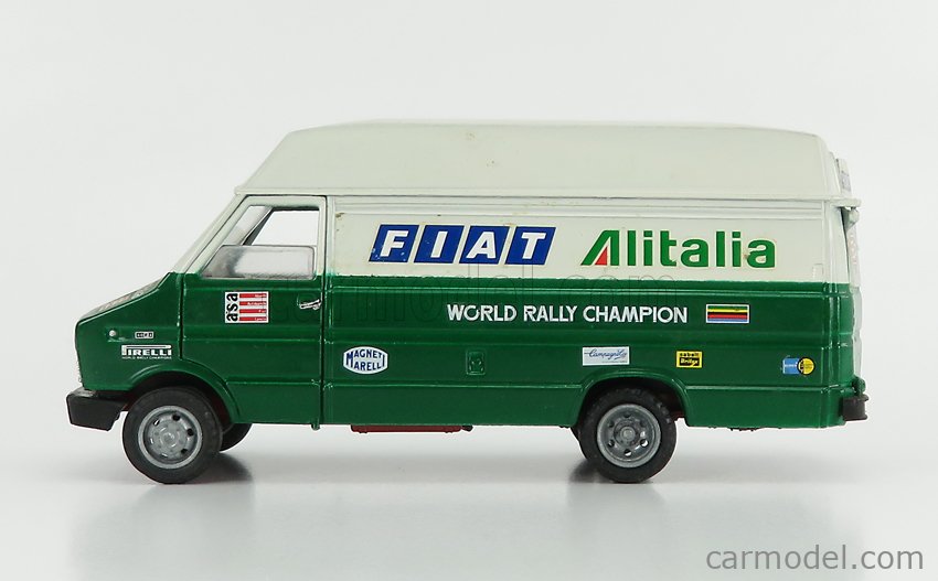 OLDCARS 95795 Masstab: 1/43  IVECO FIAT DAILY VAN WORLD RALLY CHAMPION ALITALIA 1983 - WITH ACCESSORIES AND FIGURES GREEN WHITE