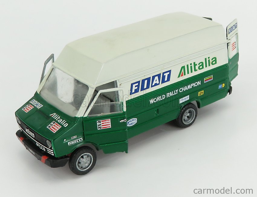 OLDCARS 95795 Scala 1/43  IVECO FIAT DAILY VAN WORLD RALLY CHAMPION ALITALIA 1983 - WITH ACCESSORIES AND FIGURES GREEN WHITE