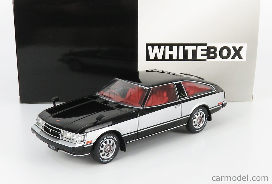 Scale 1:24 by WhiteBox silver Toyota Celica XX RHD year 1978 black