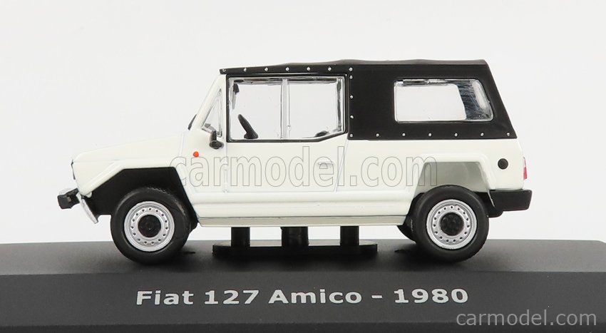 EDICOLA ABADD126 Masstab: 1/43  FIAT 127 AMICO SOFT-TOP CLOSED 1980 - CON VETRINA - WITH SHOWCASE WHITE BLACK
