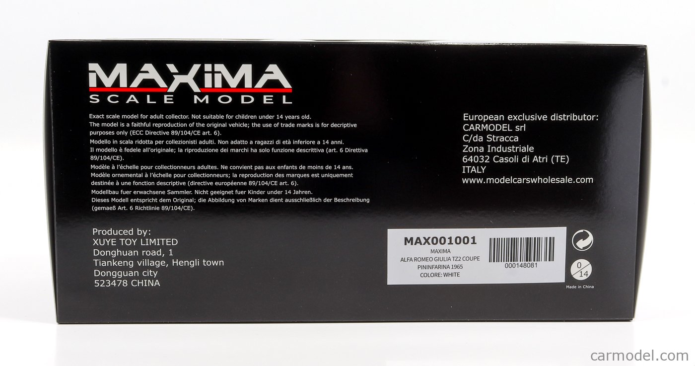 MAXIMA MAX001001 Scale 1/18 | ALFA ROMEO GIULIA TZ2 COUPE