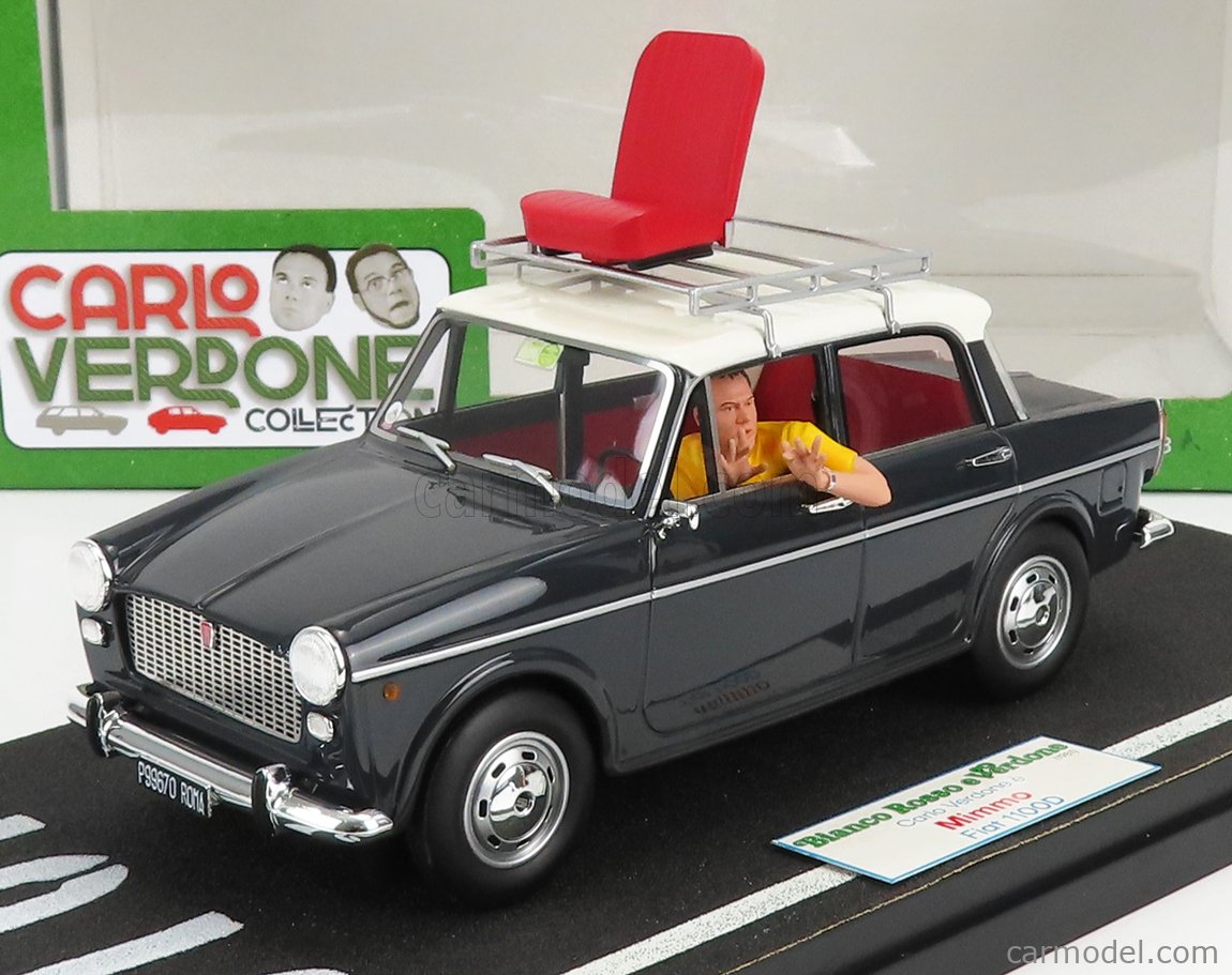 CLC-MODELS 78546 Scale 1/18  FIAT 1100D WITH  MIMMO FIGURE (CARLO VERDONE) 1981 BIANCO ROSSO E VERDONE MOVIE  GREY