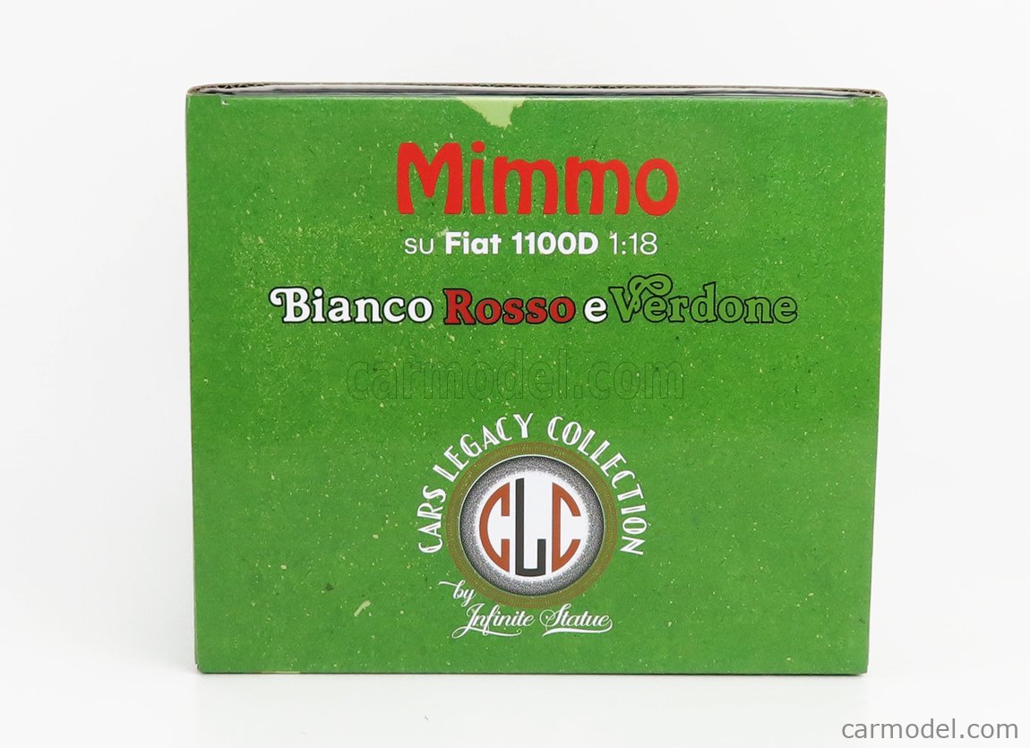 CLC-MODELS 78546 Scale 1/18  FIAT 1100D WITH  MIMMO FIGURE (CARLO VERDONE) 1981 BIANCO ROSSO E VERDONE MOVIE  GREY