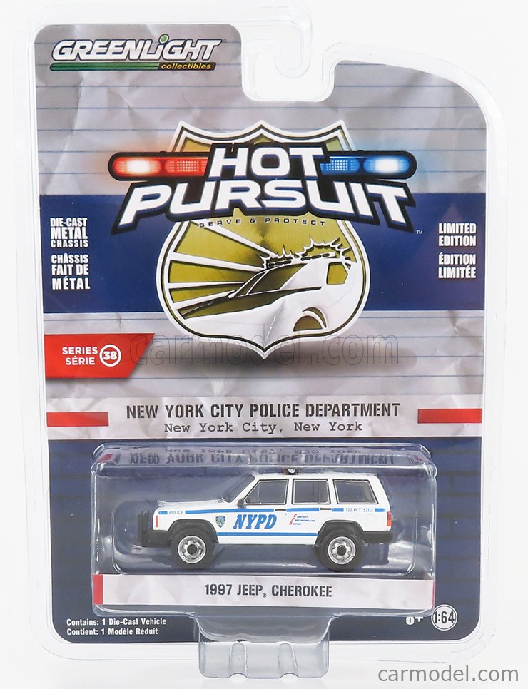 GREENLIGHT 42960C Echelle 1 64 JEEP CHEROKEE NEW YORK CITY POLICE NYPD 1993 WHITE