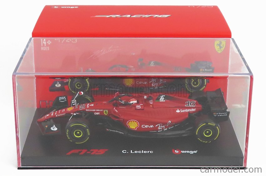 1/43 Bburago Formula One Racing Ferrari F1-75 Charles Leclerc #16