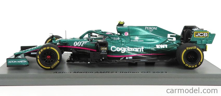 Minichamps 417210105 1:43 Aston Martin Cognizant Formula One Team AMR21-Sebastian Vettel-Bahrain GP 2021 Voiture Miniature de Collection, Multicolore