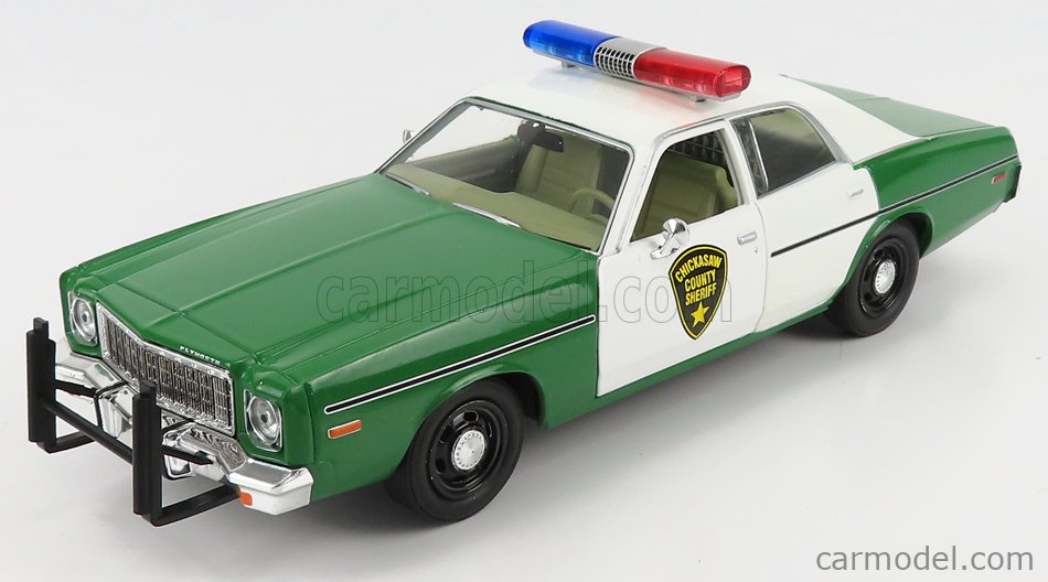 GREENLIGHT 84096 1975 PLYMOUTH FURY CHICKASAW COUNTY SHERIFF POLICE CAR 1/24 