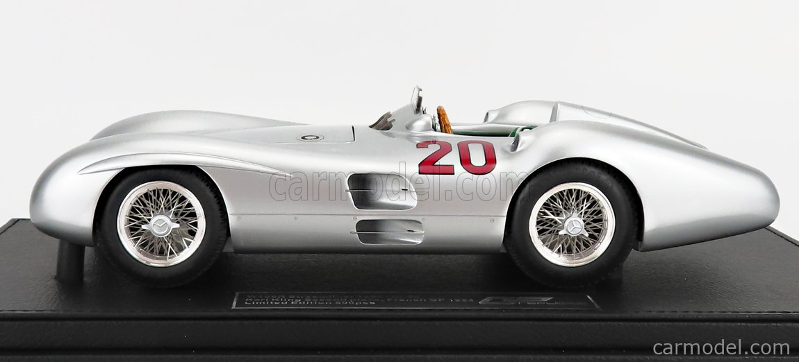 GP-REPLICAS GP128B Masstab: 1/18  MERCEDES BENZ F1  W196R STREAMLINERS N 20 2nd GP FRANCE 1954 K.KLING - CON VETRINA - WITH SHOWCASE SILVER