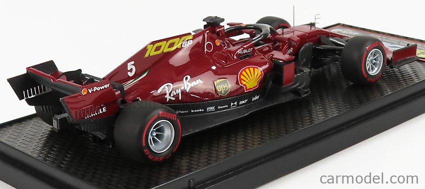 BBR-MODELS BBR051000DIE-VET Scale 1/18  FERRARI F1 SF1000 TEAM SCUDERIA  FERRARI N 5 10th TOSCANA GP MUGELLO 1000th GP FERRARI F1 2020 SEBASTIAN  VETTEL - CON VETRINA - WITH SHOWCASE MUGELLO RED