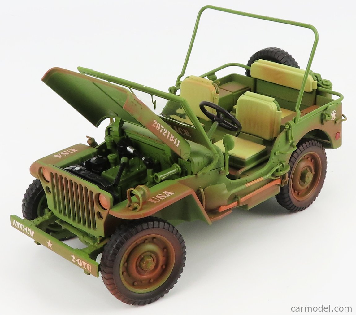 Jeep Willys 1944 Military Police Green Dirty Version 1:18 Model Triple 9 