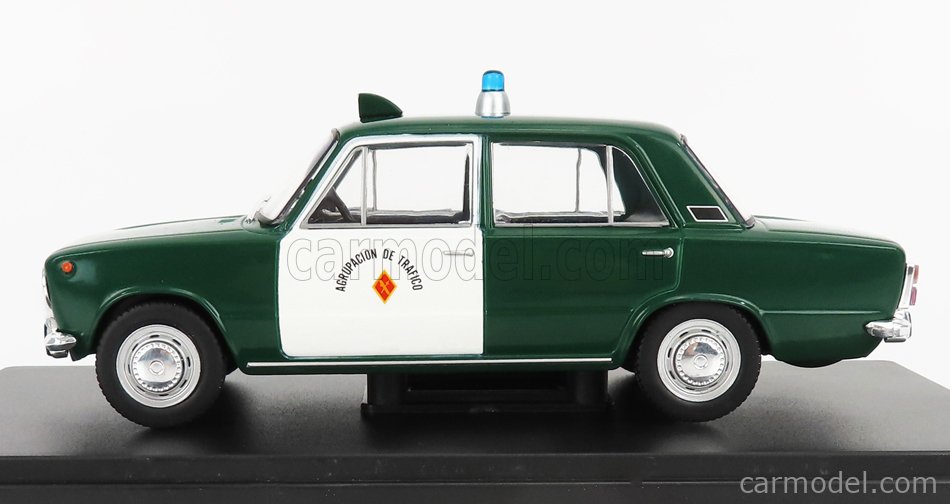 EDICOLA VEHISESPCOLL001 Scala 1/24  SEAT FIAT 124D AGRUPACION DE TRAFICO POLICE 1973 - CON VETRINA - WITH SHOWCASE GREEN WHITE