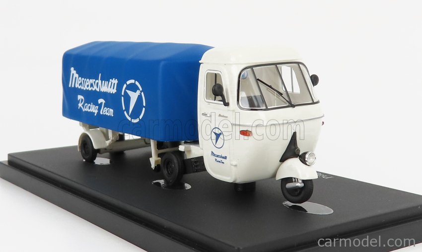 AUTOCULT ATC08016 Masstab: 1/43  PIAGGIO APE PENTARO RENNTRANSPORTER MESSERSCHMITT 1948 WHITE BLUE