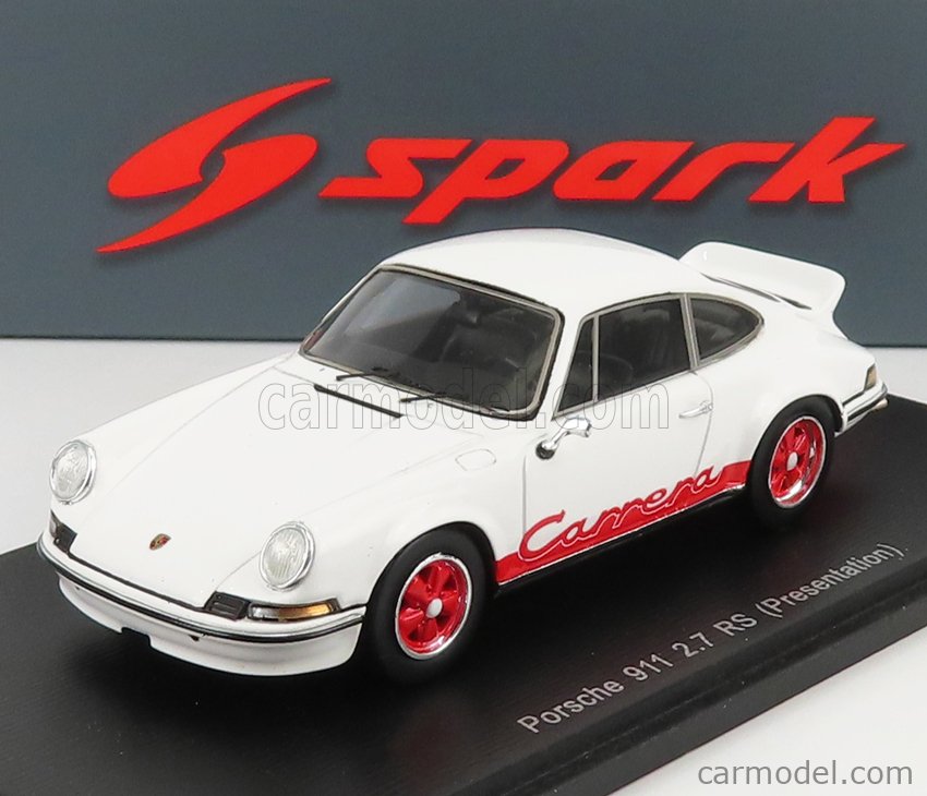 SPARK-MODEL S4467 Scala 1/43  PORSCHE 911 CARRERA 2.7 RS COUPE PRESENTATION 1973 WHITE RED