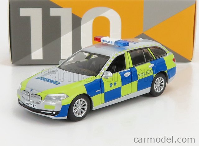 TINY TOYS ATC64248 Echelle 1/64  BMW 5-SERIES TOURING SW STATION WAGON (F11) HONG KONG POLICE 2010 SILVER BLUE YELLOW