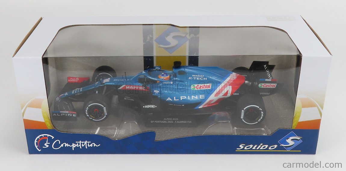 Solido 1/18 Scale Diecast S1808101 - Alpine A521 GP Portugal 2021 F.Alonso  #14