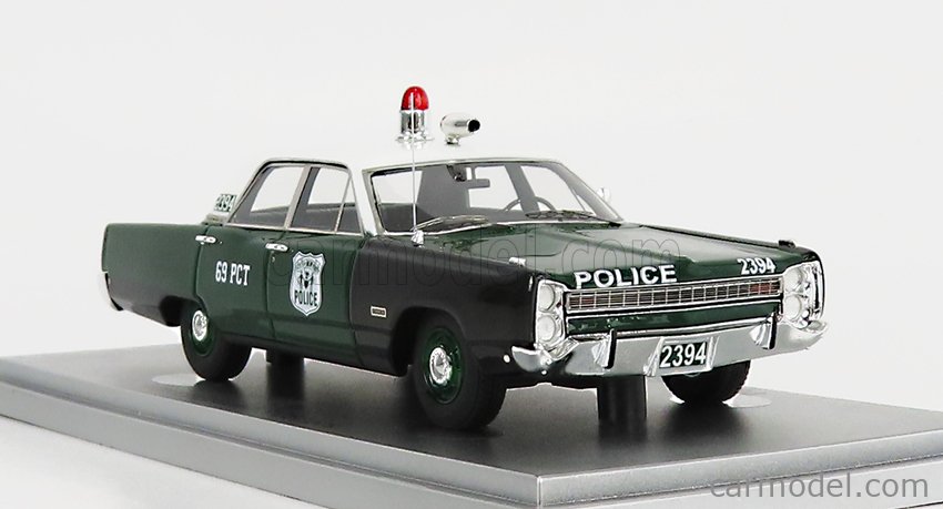 KESS-MODEL KE43053001 Scale 1/43  PLYMOUTH FURY 4-DOOR SEDAN NEW YORK POLICE 1968 GREEN WHITE BLACK