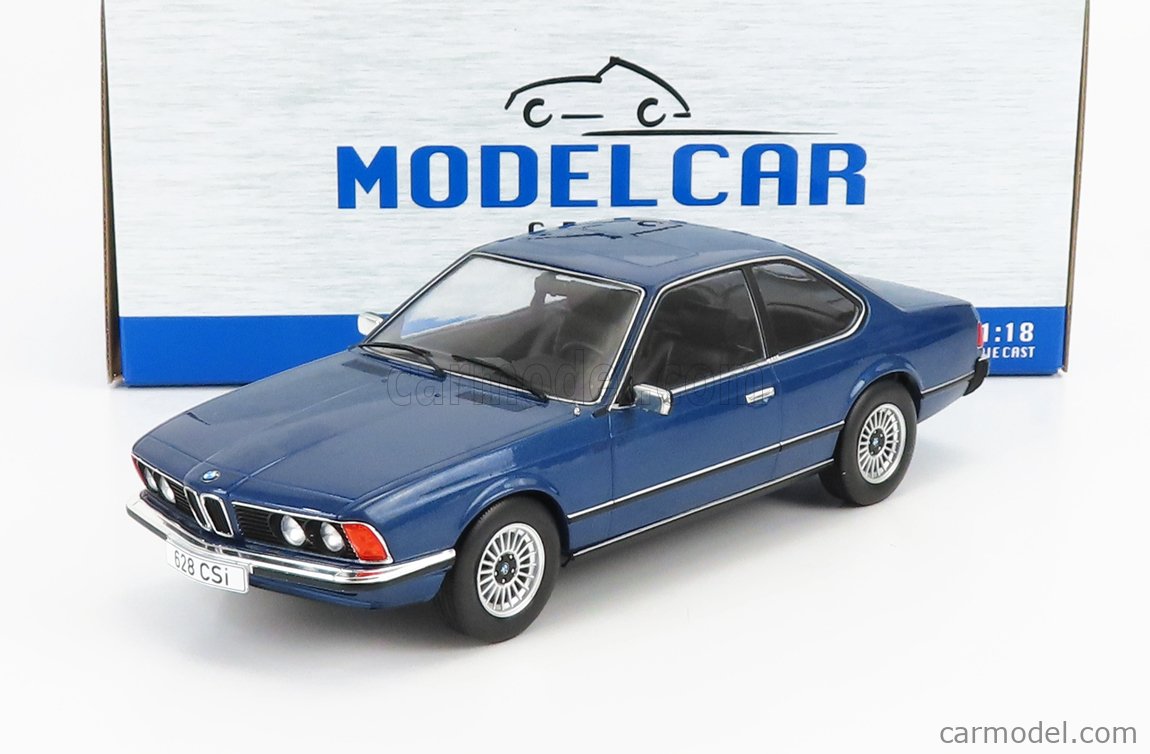 Voiture miniature au 1/18: rare BMW 628 CSI E24 bleue de MCG, neuve en  boîte