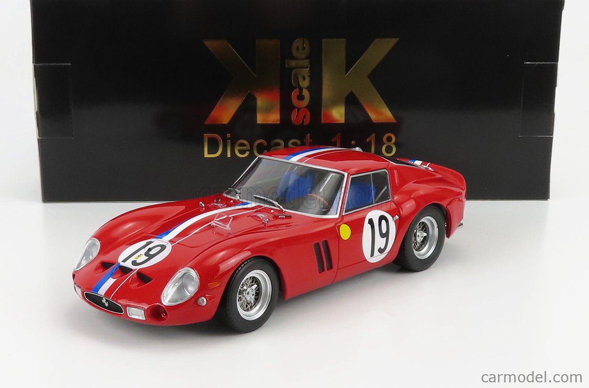 KK-SCALE KKDC180735 Scala 1/18  FERRARI 250 GTO COUPE ch.3705gt TEAM  PIERRE NOBLET N 19 2nd 24h LE MANS 1962 J.GUICHET - P.NOBLET RED WHITE BLUE