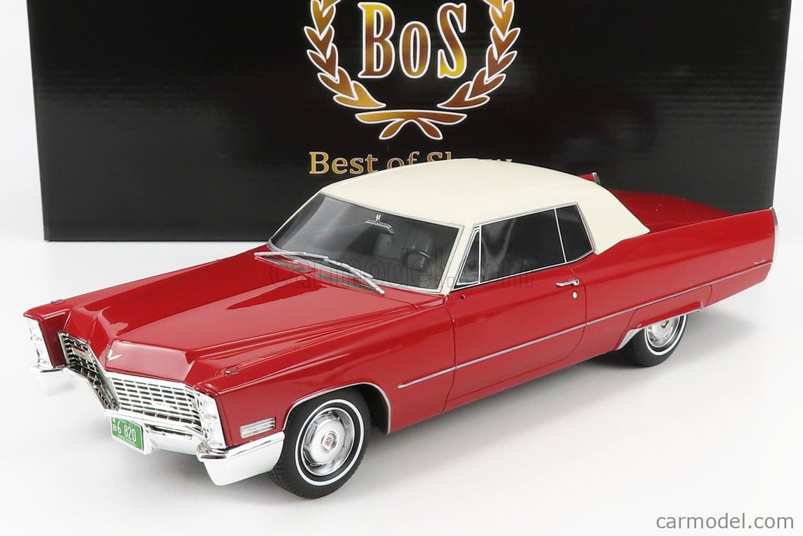 Cadillac Deville Coupe Rosso/Bianco 1967-1:18 Bos >> NEW << 