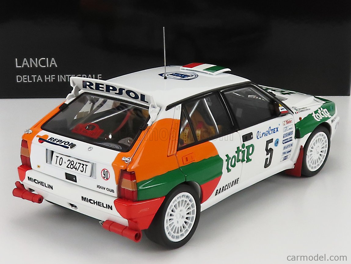 Miniature Lancia Delta HF Integrale – Solido 1/43 – Blanche – N.5 A.Aghini / S.Farnocc Miniature Lancia Delta HF Integrale – Solido 1/43 – Blanche – N.5 A.Aghini / S.Farnocc