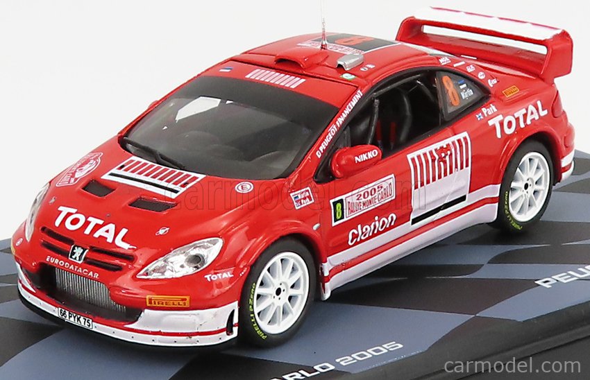 EDICOLA RMIT049 Masstab: 1/43  PEUGEOT 307 WRC TOTAL N 8 RALLY MONTECARLO 2005 M.MARTIN - M.PARK RED