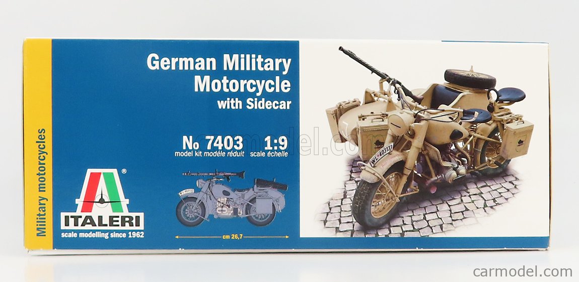 Italeri Models 1/9 BMW R75 German Military Motorcycle with Sidecar 