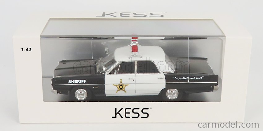 KESS-MODEL KE43053003 Scale 1/43  PLYMOUTH FURY 4-DOOR SEDAN MAYBERRY SHERIFF POLICE 1968 BLACK WHITE