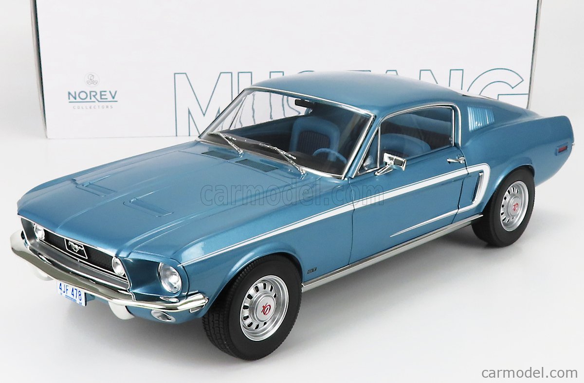 NOREV 122703 Scale 1/12 | FORD USA MUSTANG GT FASTBACK COUPE 1968 LIGHT ...