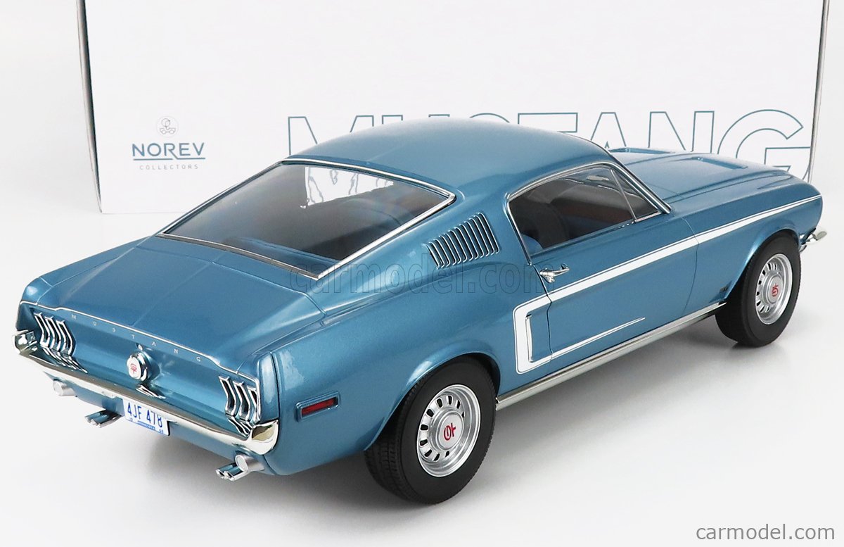 NOREV 122703 Scale 1/12 | FORD USA MUSTANG GT FASTBACK COUPE 1968 LIGHT ...