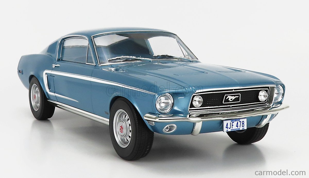 NOREV 122703 Scale 1/12 | FORD USA MUSTANG GT FASTBACK COUPE 1968 LIGHT ...