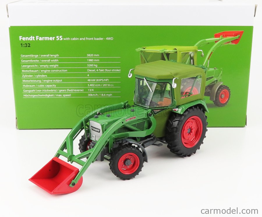 UNIVERSAL HOBBIES UH5310 Scala 1/32  FENDT FARMER 5S 4WD TRACTOR WITH FRONT LOADER 1975 GREEN RED