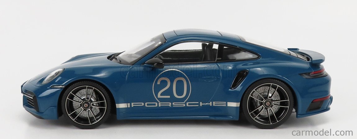 Voiture Miniature de Collection - MINICHAMPS 1/18 - PORSCHE 911 (992) Turbo  S Coupe Sport Design - 2021 - Blue - 155069170