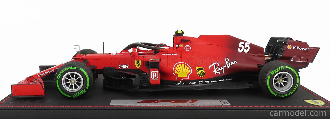 FERRARI - F1 SF21 TEAM SCUDERIA FERRARI MISSION WINNOW N 55 5th EMILIA  ROMAGNA ITALY GP - INTERMEDIATE RAIN TIRES 2021 CARLOS SAINZ JR. - CON  VETRINA