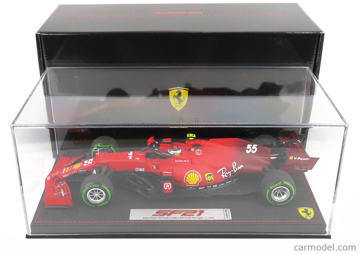 FERRARI - F1 SF21 TEAM SCUDERIA FERRARI MISSION WINNOW N 55 5th EMILIA  ROMAGNA ITALY GP - INTERMEDIATE RAIN TIRES 2021 CARLOS SAINZ JR. - CON  VETRINA